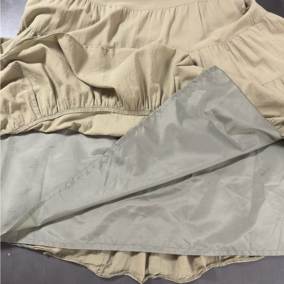 LARDINI Laura Lardini Embroider Olive Green Midi‎ Poplin Tiered Broomstick Skirt - Picture 5 of 9